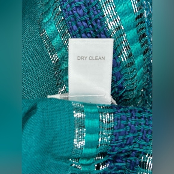 Charming Charlie Infinity Scarf Lightweight Spring Boho Teal Silver Metallic - Picture 5 of 7